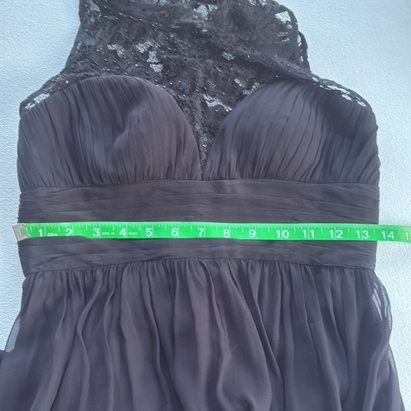 Aidan Mattox Embellished Lace Beaded & Silk Chiffon Gown Back Zip Floor Length 2 - Picture 12 of 12